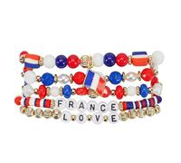 Fuqimanman2020 2026 World Cup Country Flag Crystal Beaded Bracelets Layered USA Argentina Germany UK France Flag Bracelets for Women, One Size, Crystal, no gemstone