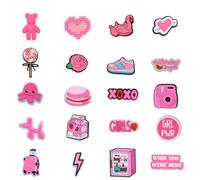 Fuqimanman2020 20Pcs Pink Shoe Charms for Girls Women Unique Cute Hot Pink Charms Accessories Party Favor Anniversary Jewelry Gift, Plastic, No Gemstone