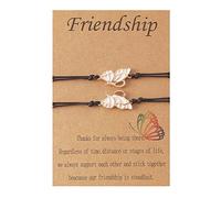 Fuqimanman2020 2pcs Long Distance Matching Enamel Butterfly Love Charm Bracelet Set for 2 Couple Best Friends BFF Friendship Mother Daughter Jewelry, S, enamel Metal cord Leather, no gemstone
