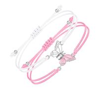 Fuqimanman2020 2pcs Matching Butterfly Bracelets Handmade Braided Couples Matching Attraction Relationship Adjustable Best Friends Bff Friendship Promise Jewelry, M, Zinc Leather Enamel, rope