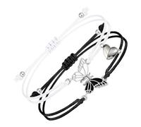 Fuqimanman2020 2pcs Matching Butterfly Bracelets Handmade Braided Couples Matching Attraction Relationship Adjustable Best Friends Bff Friendship Promise Jewelry, M, Zinc Leather Enamel, rope