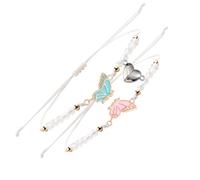Fuqimanman2020 2pcs Matching Butterfly Bracelets Handmade Braided Couples Matching Attraction Relationship Adjustable Best Friends Bff Friendship Promise Jewelry, M, Zinc Leather Enamel, rope