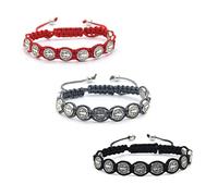 Fuqimanman2020 6pcs Saint Benedict Medal on Adjustable Cord Wrist Bracelet Set Cross Mary Virgin Saint Jude for Women Men Evil Protection Prayer Rosary Catholic Religious Jewelry, 12.9 inches, cord