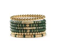 Fuqimanman2020 7 Pcs Layered Colorful Clay Beaded Love Bracelets for Women, One Size, Polymer Clay, no gemstone