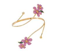 Fuqimanman2020 Adjustable Floral Upper Arm Cuff Bracelet Enamel Flower Gold Open Armband Boho Arm Jewelry for Women, 6 UK, Zinc, no gemstone