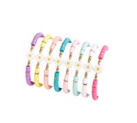 Fuqimanman2020 Boho Daisy Flower Heishi Surfer Bracelets Set for Women Colorful Clay Beaded Stackable Stretch Bracelets Summer Ocean Beach Jewelry Gift, Adjustable, Zinc, no gemstone