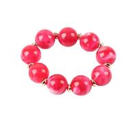 Fuqimanman2020 Boho Resin Round Bead Stretch Bracelet Gold Spacer Chunky Beaded Bracelet Summer Vacation Jewelry for Women, 5 UK, Resin, no gemstone