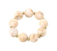 Fuqimanman2020 Boho Resin Round Bead Stretch Bracelet Gold Spacer Chunky Beaded Bracelet Summer Vacation Jewelry for Women, 5 UK, Resin, no gemstone