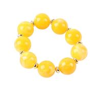 Fuqimanman2020 Boho Resin Round Bead Stretch Bracelet Gold Spacer Chunky Beaded Bracelet Summer Vacation Jewelry for Women, 5 UK, Resin, no gemstone