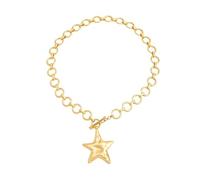 Fuqimanman2020 Chunky Gold Silver Star Pendant Necklace Y2k Trendy Statement Stackable Jewelry Gift, Zinc, No Gemstone