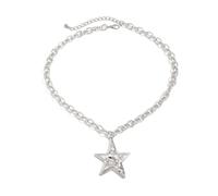 Fuqimanman2020 Chunky Gold Silver Star Pendant Necklace Y2k Trendy Statement Stackable Jewelry Gift, Zinc, No Gemstone