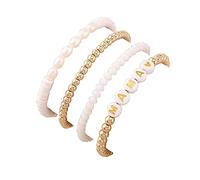 Fuqimanman2020 Colorful MAMA Stackable Layered Stretch Bracelets Set Surfer Heishi Clay Vinyl Disc Rainbow Beaded Elastic for Women Mom Mother's Day Boho Jewelry, 6.6 Inch, Metal, heishi