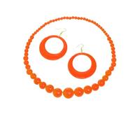 Fuqimanman2020 Colorful Neon Acrylic Beaded Necklace Earrings Set for Women 70s 80s Retro Circle Round Dangle Drop Earrings Boho Exaggerated Geometry Necklace Earrings Jewelry Gift, Zinc, No Gemstone