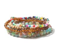 Fuqimanman2020 Colorful Seed Beaded Bracelets Bohemian Glass Beads Stackable Bracelets for Women, One Size, beaded, no gemstone