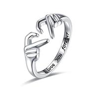Fuqimanman2020 Gesture Heart Ring New Creative Modern Two Hand Ring Adjustable Sweet Style Cool Ring, Non-Precious Metal, No Gemstone
