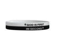 Fuqimanman2020 GOD IS FIRST BRACELET,IM Second Christian Rubber Bracelet Silicon Bible Verses Bracelets Inspirational Religious Motivational Wristbands Bracelets, M, Silicone, no gemstone