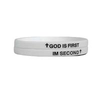 Fuqimanman2020 GOD IS FIRST BRACELET,IM Second Christian Rubber Bracelet Silicon Bible Verses Bracelets Inspirational Religious Motivational Wristbands Bracelets, M, Silicone, no gemstone