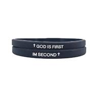 Fuqimanman2020 GOD IS FIRST BRACELET,IM Second Christian Rubber Bracelet Silicon Bible Verses Bracelets Inspirational Religious Motivational Wristbands Bracelets, M, Silicone, no gemstone