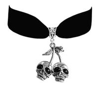 Fuqimanman2020 Gothic Velvet Red Black Love Heart Pendant Choker Necklace for Women Witch Bride Vampire Choker Necklace Party Costume Accessories, S, Zinc, No Gemstone
