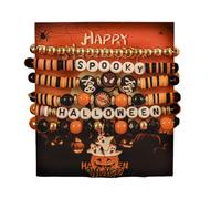 Fuqimanman2020 Halloween Heishi Bracelets Holiday Stackable Bracelet for Women Pumpkin Ghost Boo Surfer Stretch Bracelet Halloween Cosplay Jewelry Gifts, M, Zinc, no gemstone