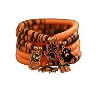 Fuqimanman2020 Halloween Heishi Bracelets Holiday Stackable Bracelet for Women Pumpkin Ghost Boo Surfer Stretch Bracelet Halloween Cosplay Jewelry Gifts, M, Zinc, no gemstone