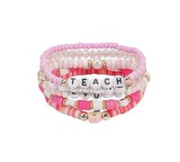 Fuqimanman2020 Handmade Bead Teacher Bracelet Love Inspire Teacher Appreciation Gifts form Student Appreciation Thank You End of Year Graduation, S, Zinc, no gemstone