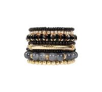 Fuqimanman2020 Handmade Bohemian MultiLayer Stackable Crystal Bead Bracelets Set Colorful Gold Beads Natural Stone Stretch Bracelets Charm Holiday Beach Jewelry Birthday Gifts, S, Zinc, no gemstone