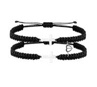 Fuqimanman2020 Handmade Braided Love Infinity Couples Bracelet Heart Matching Attraction Cross Yin Yang Relationship Adjustable Cord for Him and Her BFF Friendship Promise Valentines Gift, Metal