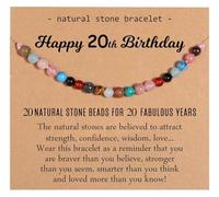 Fuqimanman2020 Happy Birthday Friendship Adjustable Bracelets Present Candy Color Natural Crystal Bracelet Birthday With Card for Sister Friends Mom Women, M, Stone, no gemstone