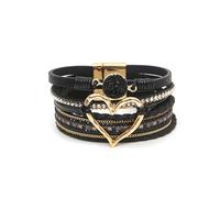 Fuqimanman2020 Heart Leather Wrap Bracelets Boho Stackable Cuff Bangles Resin Stone Rhinestone Bracelets with Clasp Christmas Jewelry Gift for Women, S, Zinc, no gemstone