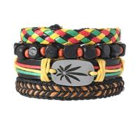 Fuqimanman2020 Juneteenth African Black History Month Wooden Beaded Stackable Bracelets Multi Layer Leather Ethnic Tribal Braided Bracelets, 5 UK, Leather, no gemstone
