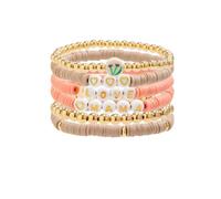 Fuqimanman2020 Love Mama Letter Beaded Stretch Bracelet Handmade Ploymer Clay Mother's Day Bracelet Mother's Day Jewelry Gift, S, Zinc, no gemstone