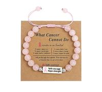 Fuqimanman2020 Natural Stone Beaded Bracelets Breast Cancer Awareness Bracelets Faith Hope Courage Strength Accessories Inspirational Bracelets Jewelry Gift for Women, M, Stone, no gemstone
