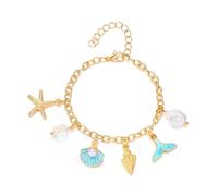 Fuqimanman2020 Shell Starfish Gold Charm Bracelets Statement Bohemian Sea Themed Beach Holiday Jewelry Gift, M, Zinc, no gemstone