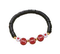 Fuqimanman2020 Sport Braclets Soccer Football Basketball Softball Volleyball Polymer Clay Stretch Bracelets for Team Fans Players, 5 UK, Acrylic, no gemstone
