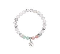 Fuqimanman2020 Sympathy Gifts for Mother Loss Baby Pet Dogs White Turquoise Bracelet Baby Feet Guardian Angel Beaded Stretch Bracelet Memorial Protection Gift, M, Stone, no gemstone