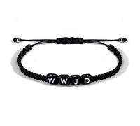 Fuqimanman2020 WWJD Woven Bracelet Adjustable Rope Bead Bracelet What Would Jesus Do Letter Flat Knot Woven Cord Bracelet, Zinc, No Gemstone
