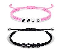 Fuqimanman2020 WWJD Woven Wristbands Bracelet Adjustable Rope Beaded Bracelet What Would Jesus Do Letter Flat Knot Woven String Bracelet, Adjustable, Zinc, no gemstone