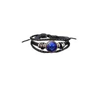Fuqimanman2020 Zodiac Signs Spirit Bracelet Adjustable 12 Constellation Bracelet Multilayer Black Leather Wrap Bracelets Christmas Birthday Jewelry Gifts for Women Men, S, Zinc, no gemstone
