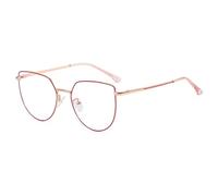 FUQINQINGOZ Anti Blue Light Computer Readers Metal Oversized Reading Glasses Cat-Eye Flat Light Mirror Anti UV Eyeglasses(Red,+0.00)