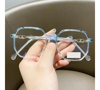 FUQINQINGOZ Anti Blue Light Computer Readers Oversized Lightweight Reading Glasses Eyeglasses Anti Eyestrain Flat Light Mirror (Color : Blue, Size : +300)