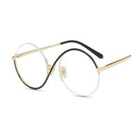FUQINQINGOZ Anti Blue Light Reading Glasses New Anti Eye Strain Computer Readers Round Flat Light Mirror Presbyopic Glasses (Color : Golden-black, Size : +0.00)