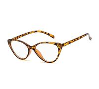 FUQINQINGOZ Anti Eyestrain Computer Readers Trendy Anti Blue Light Reading Glasses TR Frame Flat Light Mirror Cat-Eye Eyewear(Tortoiseshell,+300)
