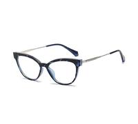FUQINQINGOZ Anti UV Reading Glasses Anti Glare Anti Eyestrain Computer Readers Blue Light Blocking Cat-Eye Flat Light Mirror(Ater blue,3.00)