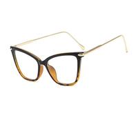 FUQINQINGOZ Blue Light Blocking Eyeglasses Big Frame Computer Readers Cat-Eye Reading Glasses Anti Glare Flat Light Mirror(Black-tortoiseshell,+200)