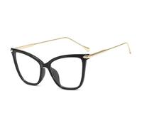 FUQINQINGOZ Blue Light Blocking Eyeglasses Big Frame Computer Readers Cat-Eye Reading Glasses Anti Glare Flat Light Mirror(Black,+150)