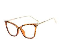 FUQINQINGOZ Blue Light Blocking Eyeglasses Big Frame Computer Readers Cat-Eye Reading Glasses Anti Glare Flat Light Mirror(Light-powder,+350)