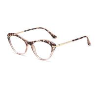 FUQINQINGOZ Cat-Eye Anti Blue Light Computer Readers Anti UV Reading Glasses Anti Eyestrain Eyewear Classic Flat Light Mirror(Bean-curd,+250)