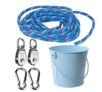 FUQUN Treehouse & Playhouse Accessories for Kids, Heavy-Duty Pulley Bucket with Cable, Outdoor Climbing Toys for Children, Adventure Ship Play Equipment, Blue