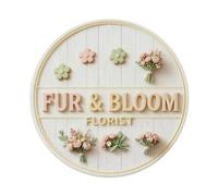Fur & Bloom Florist Soft Pastel Pet Friendly Flower Metal Tin Sign Plaque